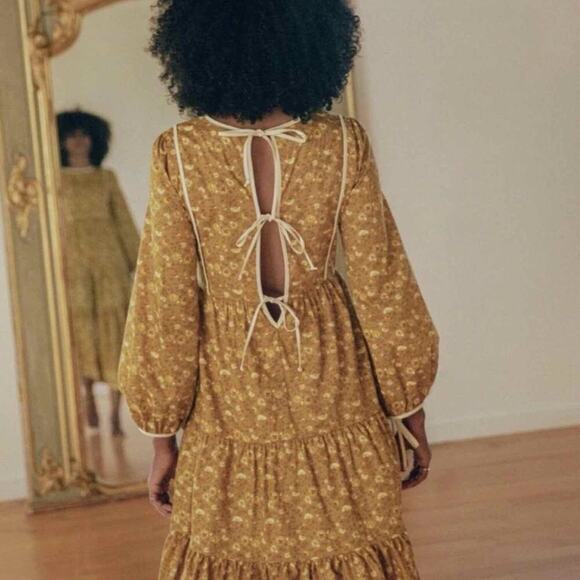 Christy Dawn Tallulah Midi Cottagecore Dress Size XS Goldenrod - Picture 10 of 14